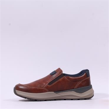Rieker Men Rudi Slip On Shoe - Brown Leather